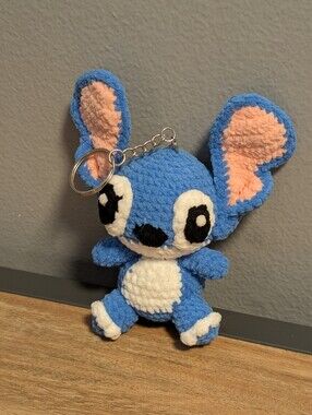 Stitch Crochet Small Keychain Bag Charm Handmade  Kawaii Mochi